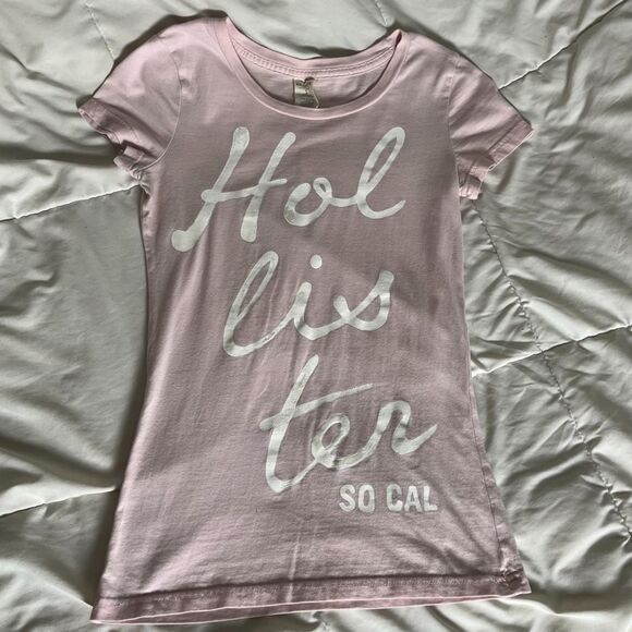 Vintage Y2K Hollister Light Pink Short Sleeves Form Fitting Graphic Tee (Size S) - Picture 3 of 5